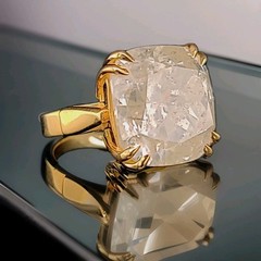 14k Yellow Gold Engagement ring 21.18ct. Natural Cushion Light Yellow Diamond