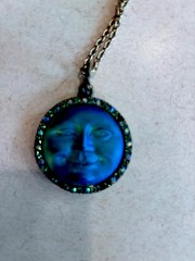 Ultra rare vintage Kirk’s Folly moon pendant with original chain signed