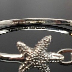 Sterling Silver Starfish Bangle Charm Bracelet Beach Vacation Jewelry 925 New