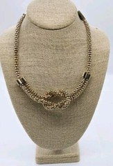 Talbots Love Knot Collar Necklace Gold Tone 21 in Chunky Modern