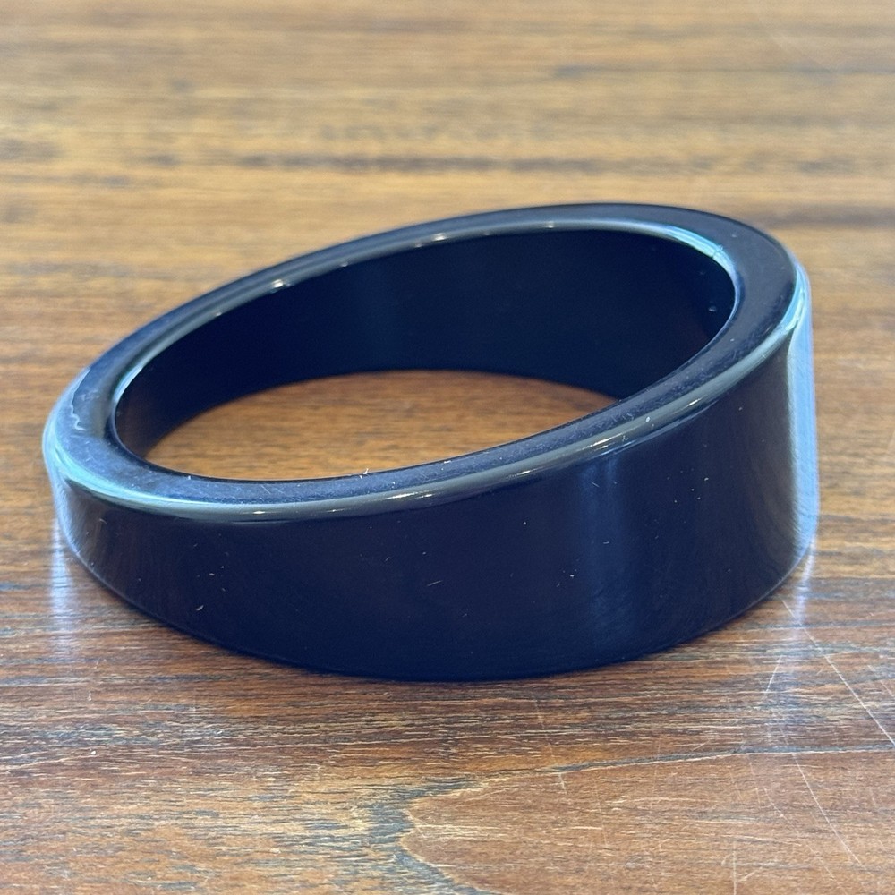 Vintage Asymmetrical Bangle Black Resin Modernist