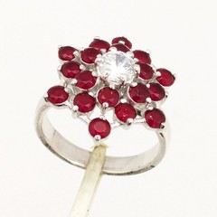 Vintage Luxury RING Sterling Silver 925 with Bright Stones -size: 7.5 (18mm) #68