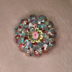 Vintage AB Crystal Flower Cluster Brooch