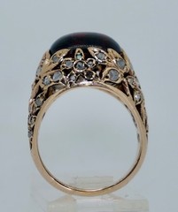 Art Nouveau Antique 14K Rose Cut Diamond and Garnet Ring