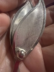 Vintage Silvertone Guilloche Brooch W Modernist Lines Mid-Century Modern Style