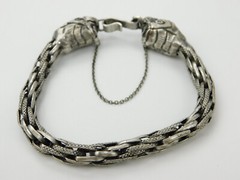 Vintage Sterling Silver Double Head Makara Chain Link Bracelet Hindu 26.6 grams