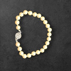 Nice Pale Pink Faux Pearl Hand Tied Bracelet Fancy Clasp 6mm 7″