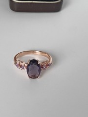 Vintage 1990-s 14 Ct Rolled Gold Amethyst Ring UK S 1/2, US 9 1/4- Hallmarked!