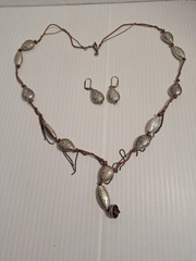 Vtg Xc by Liz Claiborne Y Necklace Earrings Set Silvertone (No Tassel) Pewter?