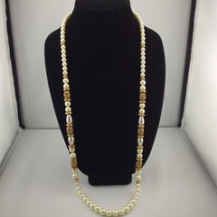 Vtg Necklace 1928 Brand Cultura Glass Faux Pearls 35” Weighs 2.9oz Opera Length