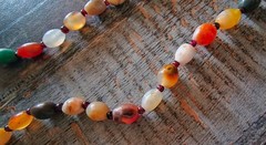 Vintage Chinese Moss Agate gemstone necklace, graduated polished beads, rare