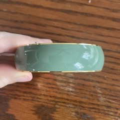 Joan Rivers Gold Tone & Green Metal Enamel Bangle Bracelet 7244