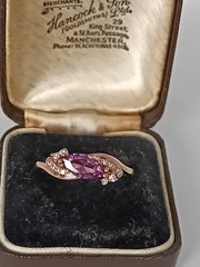 Vintage 1990-s 14 Ct Rolled Gold Amethyst Ring Size UK Q US 8- Hallmarked!