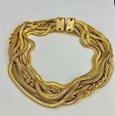 Stunning Vintage 1960’s Chunky Multi-Chain Statement Necklace Bracelet Set