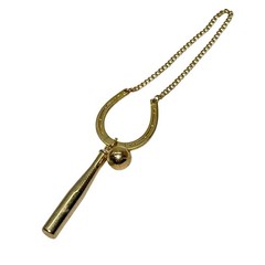 Vintage Gold-toned Good Luck Horseshoe Baseball Bat and Ball Charm Pendant Tie