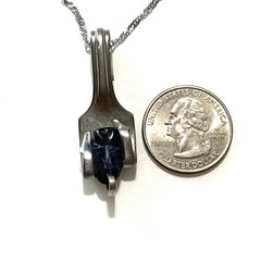 Artisan Upcycled Pendant Necklace Folk Art Redesign Fork 18K WG Plated 16″ Chain