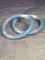 Vintage Blue and White Marbled Tube Bangle Bracelet Set of 2 – Made in Italy