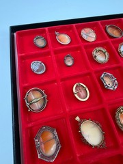 Antique Cameo Brooch Collection. 35 Total