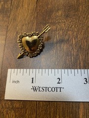 Vintage Set Of 4 Heart Gold Tone Brooches Pins, 3 Stamped CAMCO, 1 Unbranded
