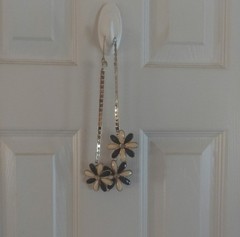 Y2k ERICA LYONS DAISY CHOKER NECKLACE 14″ Blk & Wht ENAMEL SILVER Excellent!