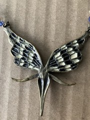 Vintage rare Enamel Metal Brass Fairy Pendant Missing Necklace One Part Only