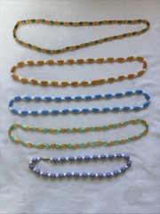 Vintage 1960s Plastic Bead Necklace Lot (5) Signed Hong Kong MCM Melon Beads