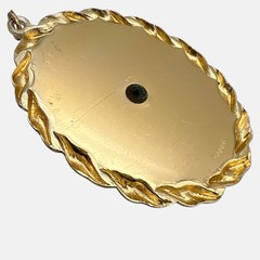Vintage Japan Opaline Glass Cabochon Pendant Gold Tone Ethereal Retro Chic