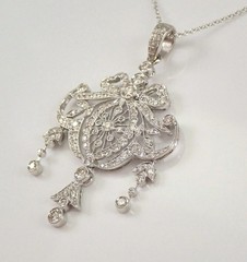 2.1Ct Art Deco Style Round Lab Created Diamond Wedding 14K White Gold FN Pendant