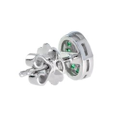 Art Deco Style Simulated Diamond Emerald Wedding Earring 14K White Gold FN