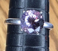 VTG ArtCarved Solitaire Ring made with Sterling and 10K with Synthetic Alexandri