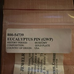 The Museum Company Eucalyptus Leaf Pin Gold Plated Pewter Gold MPN 800-54739