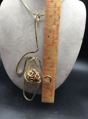 Vintage Brutalist Free Form Necklace Handcrafted Neck Wire with Stone Oversized