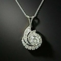 2Ct Round Cut Lab Created Diamond Women’s 14Ct White Gold Finish Pendant
