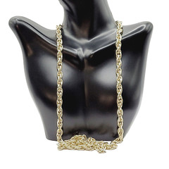 Multi Link Twist Rope Style Chain Very Light Gold Tone Vintage Necklace 30 Inch