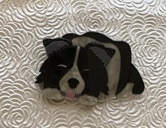 Dog vintage style acrylic brooch pin
