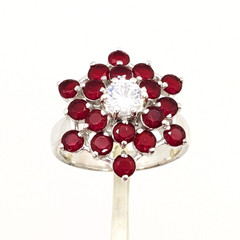 Vintage Luxury RING Sterling Silver 925 with Bright Stones -size: 7.5 (18mm) #68