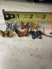 Vintage Lot of 6 Butterfly Brooch – Pin Gold-Tone & Silver-tone Various Sizes