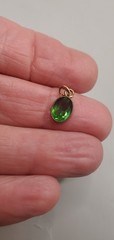 Vtg Estate Pendants: Smokey Quartz TESTED Gemstone W/Chain, Small Green Glass
