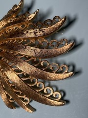 Vintage Monet Gold Tone Textured Peacock Filigree Brooch