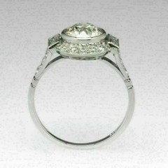 Vintage Art Deco Style Lab Created Diamond Engagement 14K White Gold Finish Ring