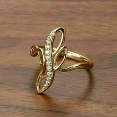 Art Deco Style Lab Created Diamond Pretty Shape 14k Gold Finish Engagement Ring