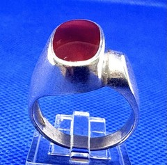 Y59 Modernist 2 Ct. Carnelian 925 Silver Seal RING Size 9.5 Vintage Asymmetrical