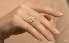 14k Yellow Gold Ring 1.81CT.Natural Fancy Vivid Yellow Diamond Cushion GIA CERT