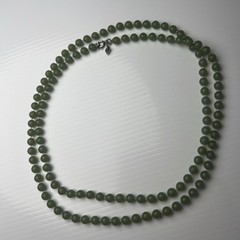 Vintage 70s Sarah Coventry Beaded Jade Green Resin Acrylic Long Necklace 36”