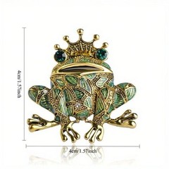 Vintage Black Frog Brooch Green Eyes Toad Pin Unisex Coat Scarf Gift Accessory