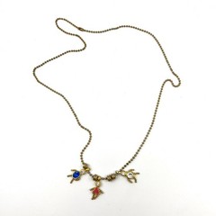 Vintage Y2K Multi-Color Rhinestone Boy & Girl Charm Ball Chain Necklace Classic