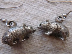 Vintage Sterling/Pewter From Australia Wombat Earrings Very Detailed Unique
