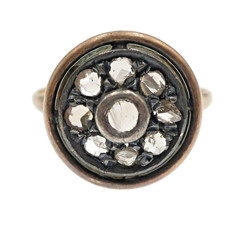 Vintage Georgian 14k Yellow Gold 14k Natural Rose Cut Diamond HALO Ring Size 8.5