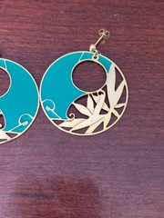 Berebi Green and Gold Tone Round Earrings