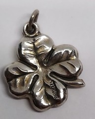 Vintage Sterling Silver Charm Shamrock lucky Clover 3D